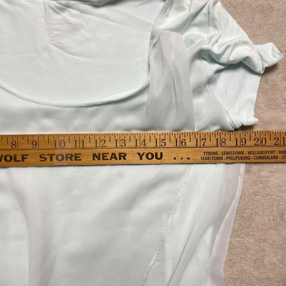 Soft Surroundings Blouse Womens M‎ Mint Green Asymmetrical Hem Top Fairy - Picture 4 of 8